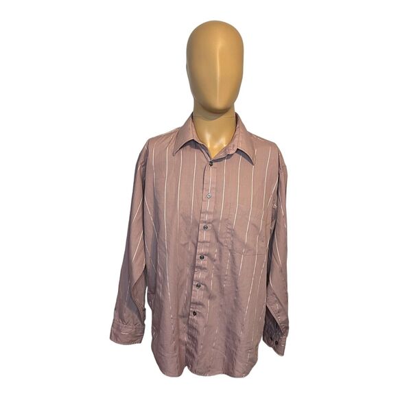 Manhattan Shirtmakers Men's Dress Shirt Size Small 15.5 Purple Silver Pinstripe - Picture 2 of 6